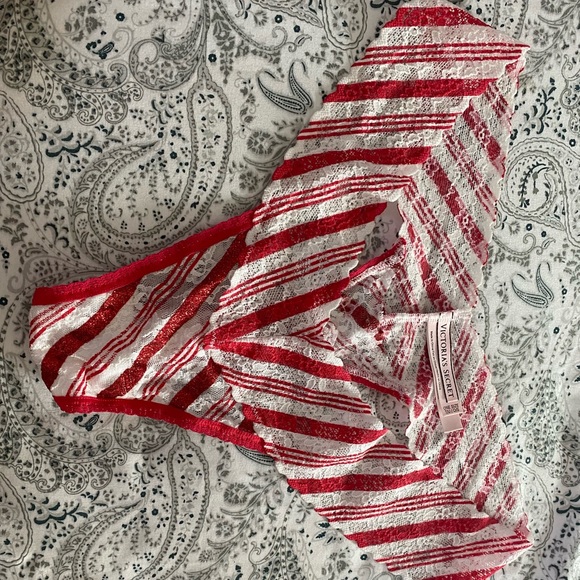 Victoria’s Secret Candy Cane Striped Lace Thongs - Picture 3 of 4